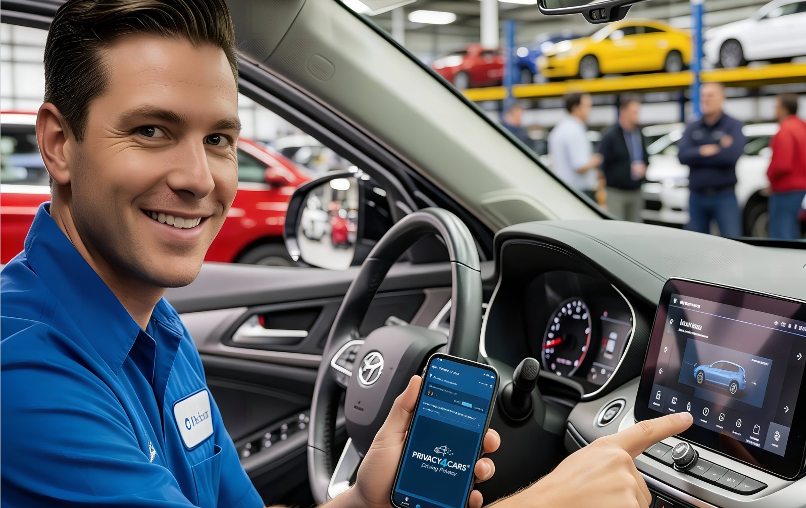 engineer using the P4C app to process a vehicle
