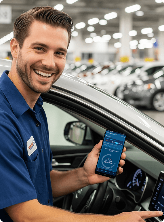 engineer with p4c app on their device