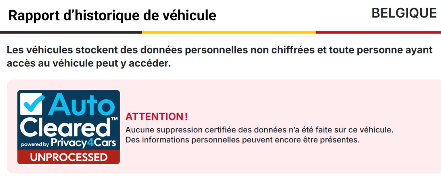 vehicle history report auto cleared belgium